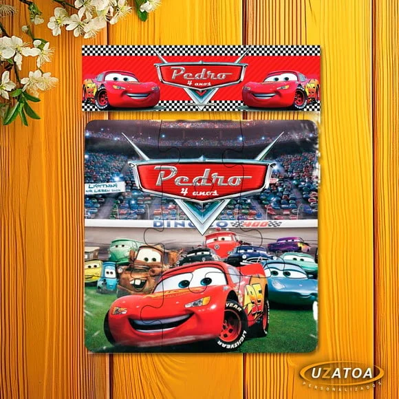 Lembrancinha Quebra-cabeça Carros mdf personalizado