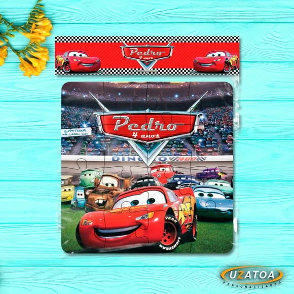 Lembrancinha Quebra-cabeça Carros mdf personalizado