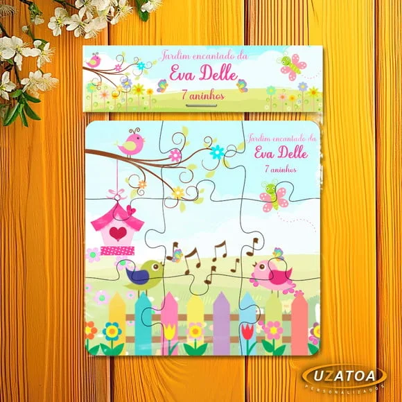 Lembrancinha Quebra-cabeça Jardim Encantado personalizado