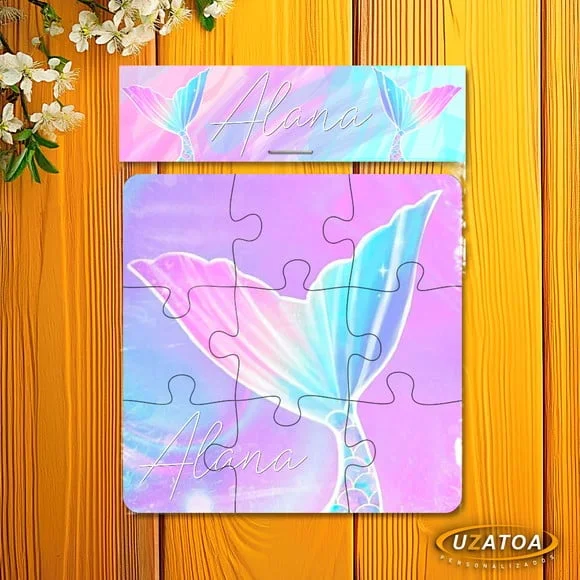 Lembrancinha Quebra-cabeça Sereia mdf personalizado