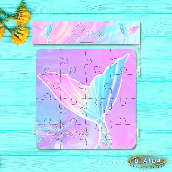 Lembrancinha Quebra-cabeça Sereia mdf personalizado