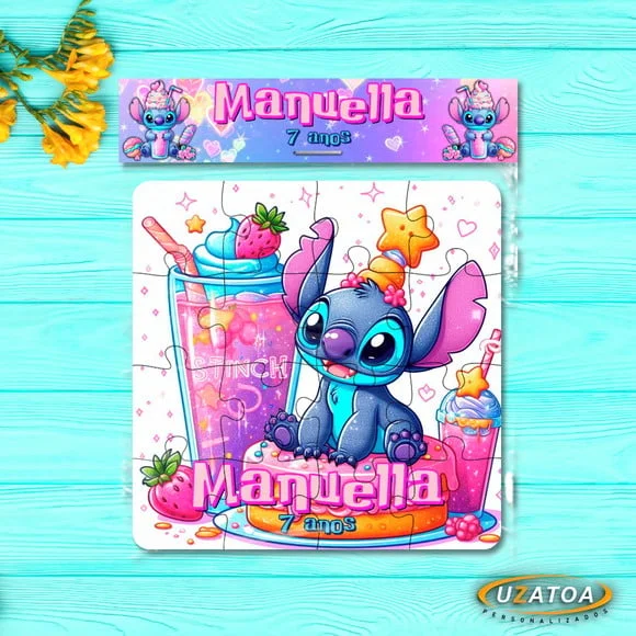Lembrancinha Quebra-cabeça Stitch mdf personalizado