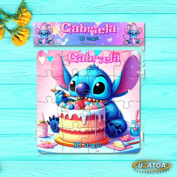 Lembrancinha Quebra-cabeça Stitch mdf personalizado