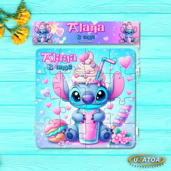 Lembrancinha Quebra-cabeça Stitch mdf personalizado