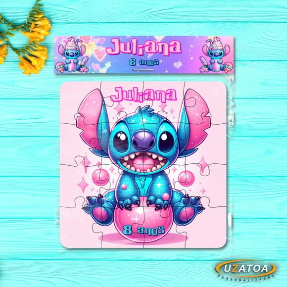 Lembrancinha Quebra-cabeça Stitch mdf personalizado