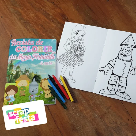 Revista Colorir + Giz de Cera Festa o Mágico de Oz
