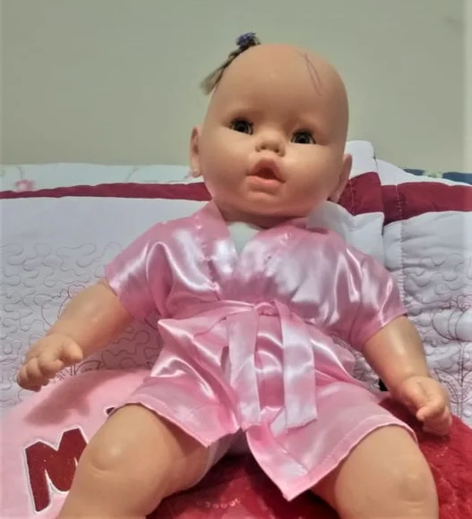 Robe de Cetim Infantil Bebê Daminha Neném ou Boneca Reborn