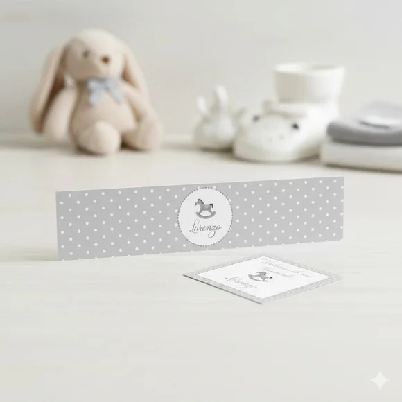 Rótulo Água Personalizado Cavalinho Cinza com Tag
