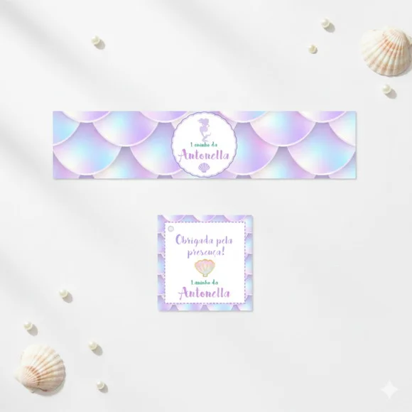 Rótulo Água Personalizado Sereia com Tag