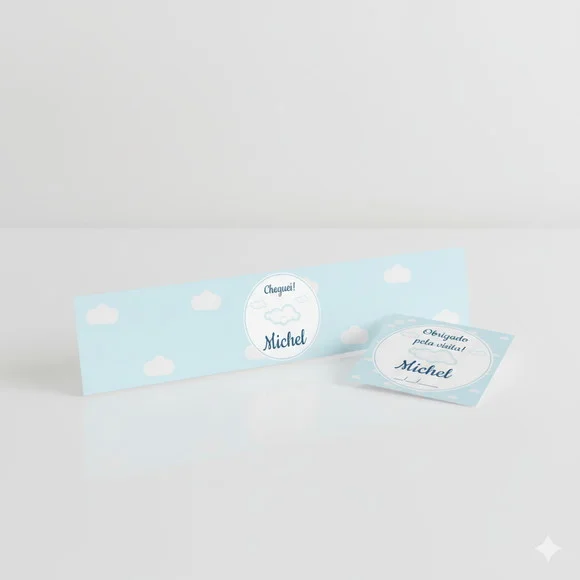 Rótulo Água Personalizado Nuvem Azul com Tag
