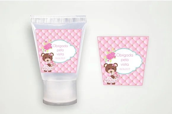 Rótulo Personalizado Bisnaga Álcool Gel Ursinha