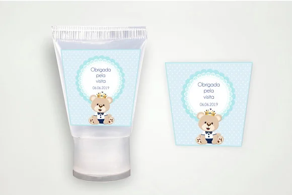 Rótulo Personalizado Bisnaga Álcool Gel Ursinho