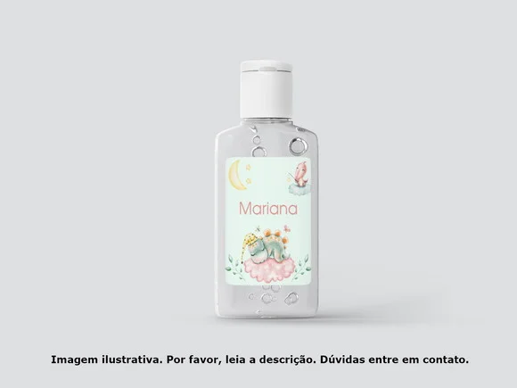 Rótulo Personalizado Frasco Álcool Dinossauro Rosa