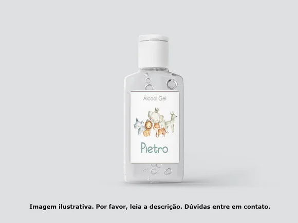 Rótulo Personalizado Frasco Álcool Gel Safari Minimalista