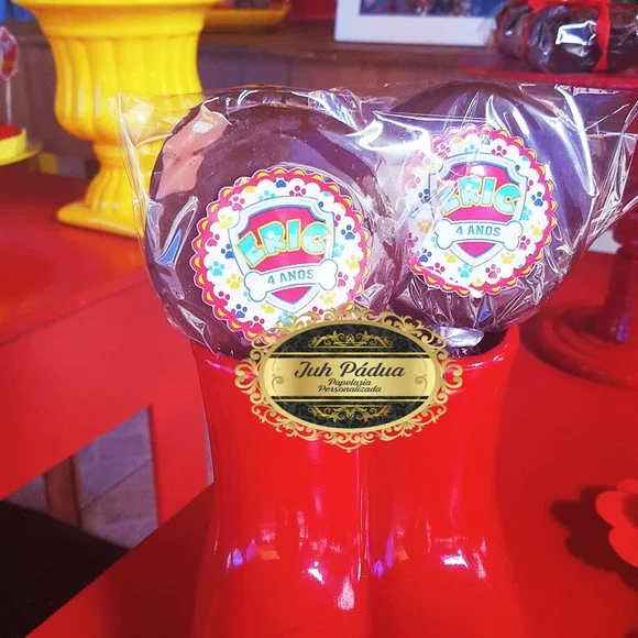 Rótulo para pirulito de chocolate Patrulha Canina