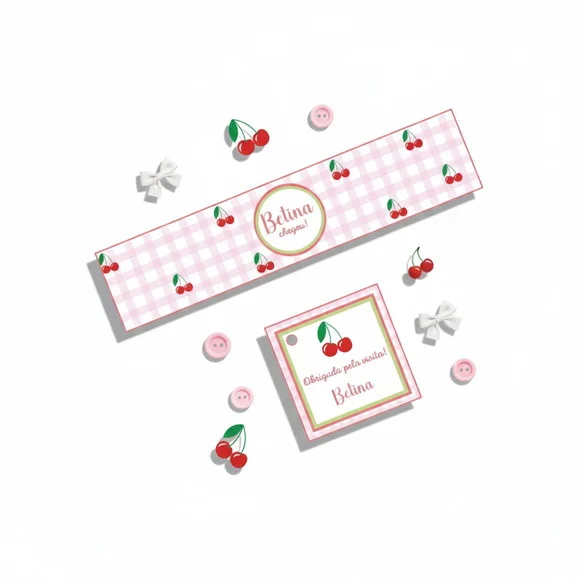 Rótulo Água Personalizado Cerejinha com Tag