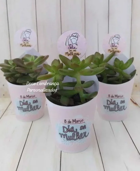 Rótulo + Tag para Mini Suculentas Dia da Mulher