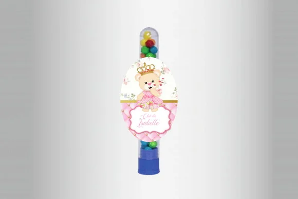 Adesivo Personalizado Tubete Ursinha Princesa