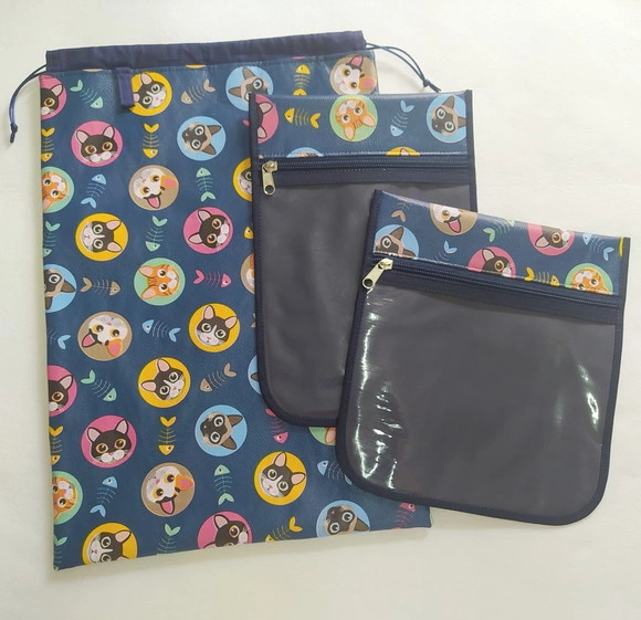 Saco Impermeável 28x40 + 2 Porta Kit Higiene - Gatinhos