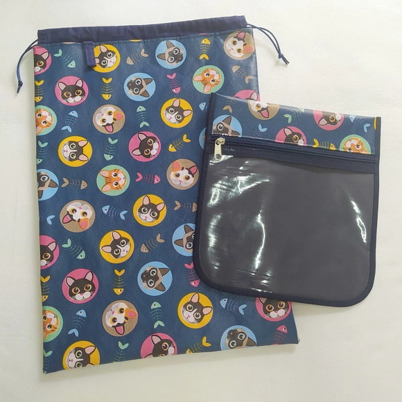 Saco Impermeável 28x40 + Porta Kit Higiene - Gatinhos