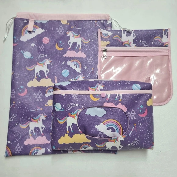 Saco Impermeável + Necessaire + Porta Higiene - Unicornio