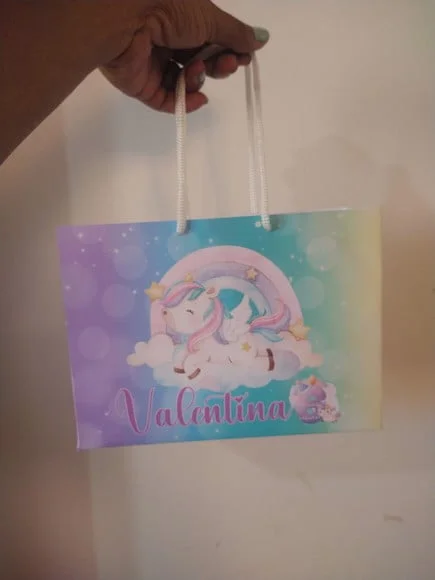 Sacola de Papel Personalizada Tema Unicórnio 15a x 20l