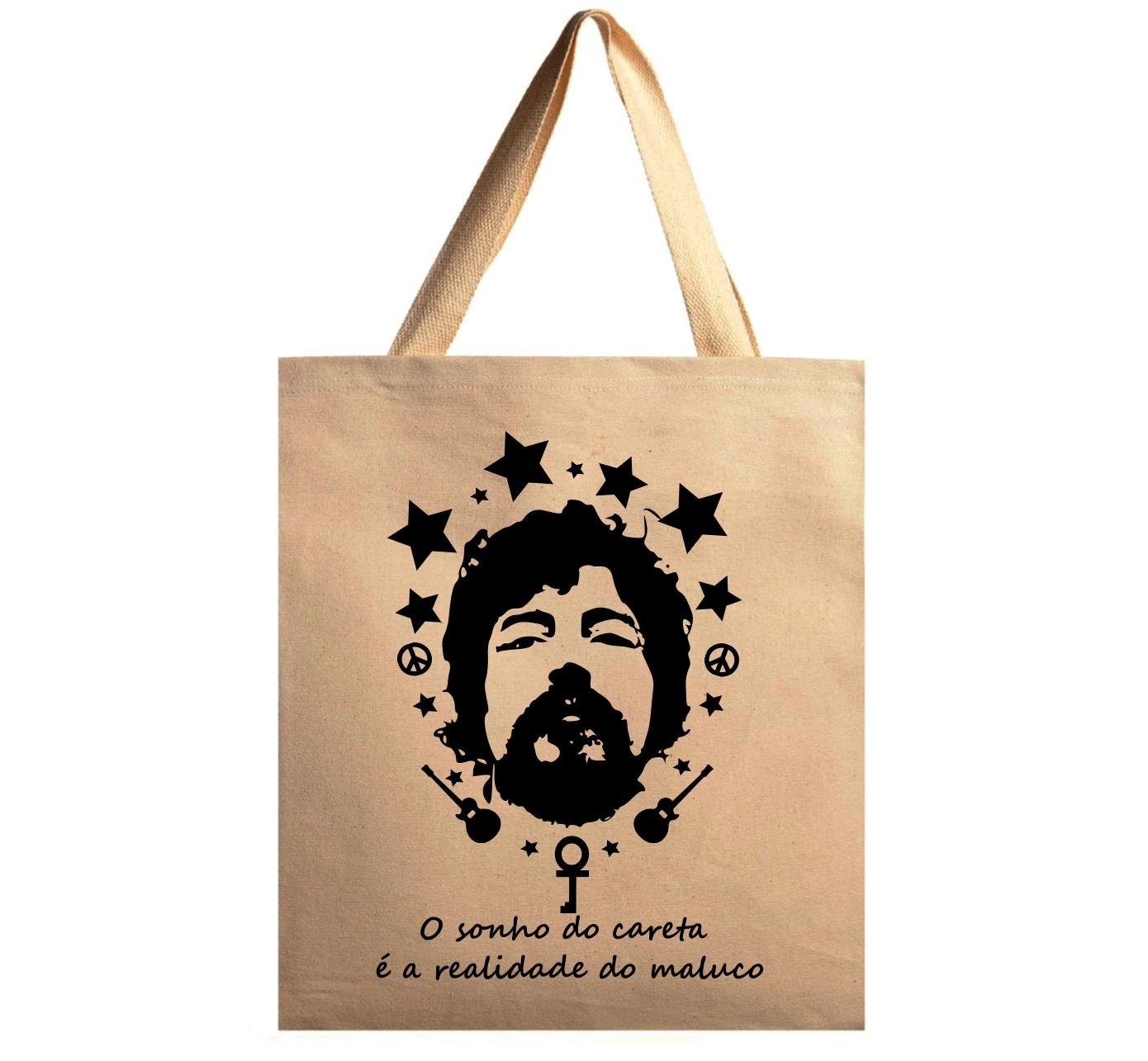 Sacola Ecobag 100% algodão cru tamanho 35 x 40 cm estampa do Raul Seixas