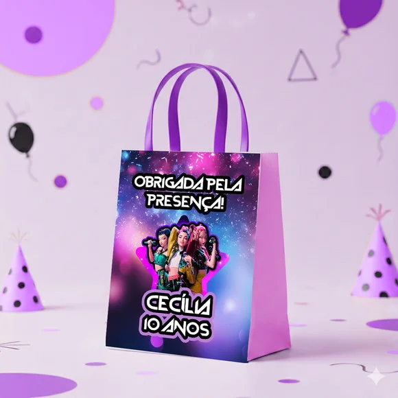 Sacolinha Personalizada Guerreiras K-pop Lembrancinha Tam P