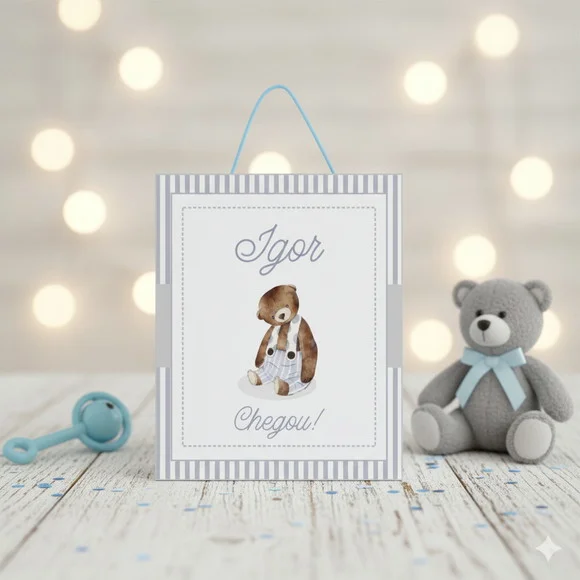Sacolinha Personalizada Ursinho Aquarela Tam P Lembrancinha