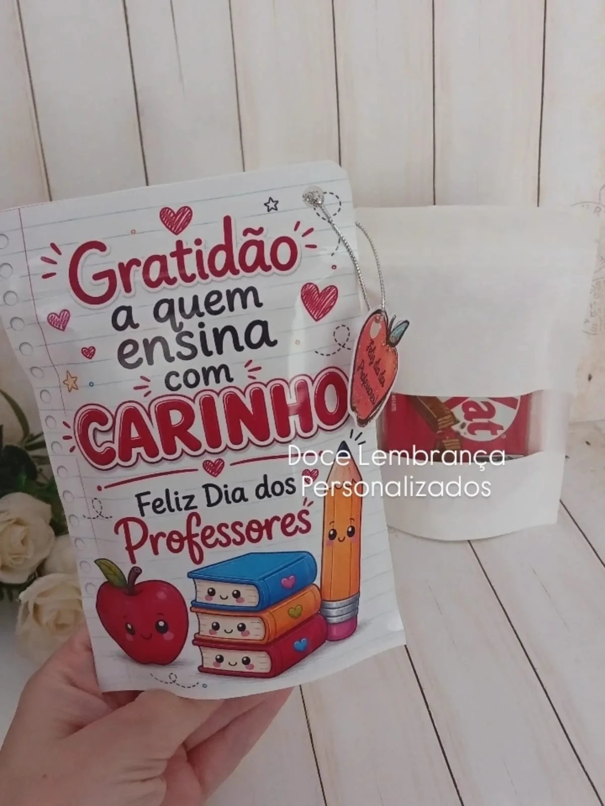 Saquinho Zip Lock lembrancinha Dia dos Professores caixa kit kat