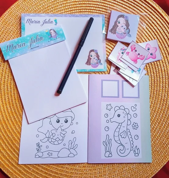 Kit 5 Brindes Aniversário Infantil - Tema Sereia