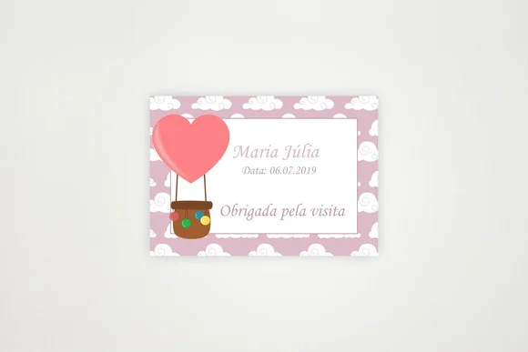 Tag Personalizada Agradecimento Balão Menina