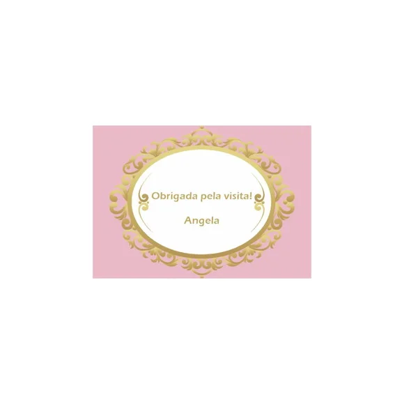 Tag Agradecimento Personalizada Rosa e Dourado