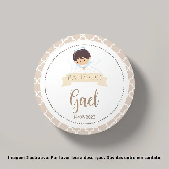 Tag Personalizada Batizado Bege