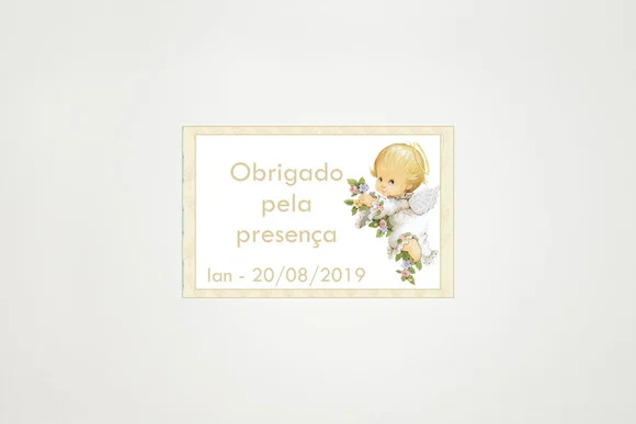 Tag Personalizada Batizado Dourado