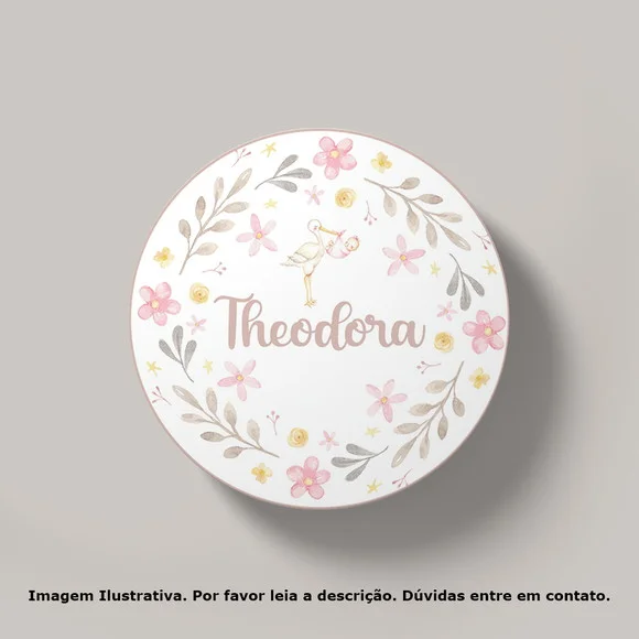 Tag Personalizada Cegonha Rosa