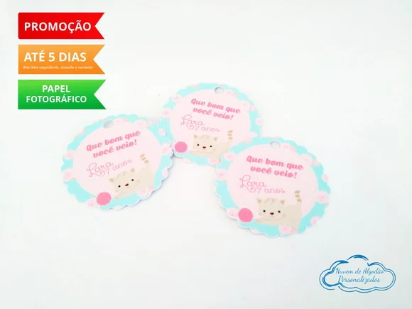 Tag de agradecimento gatinho