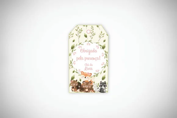 Tag Lembrancinha Personalizada Bosque Menina