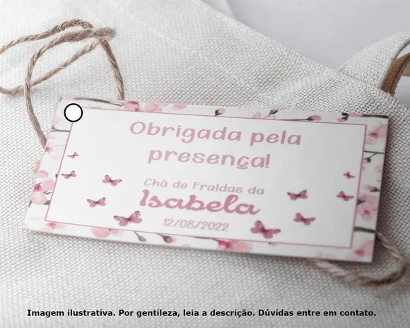 Tag Personalizada Chá de Fraldas Borboletas