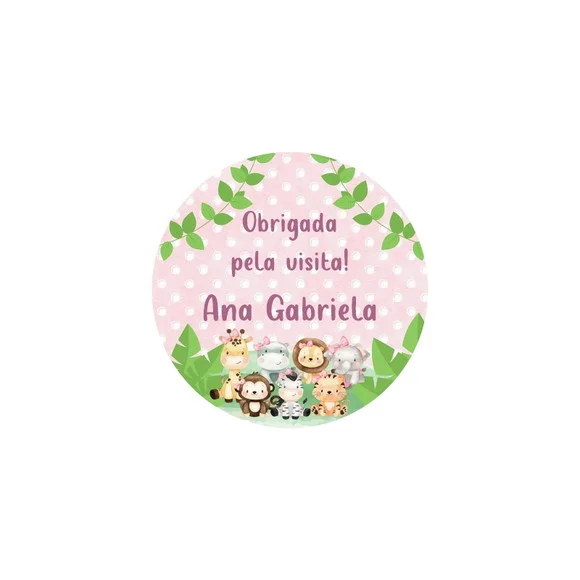 Tag Lembrancinha Personalizada Safari Rosa