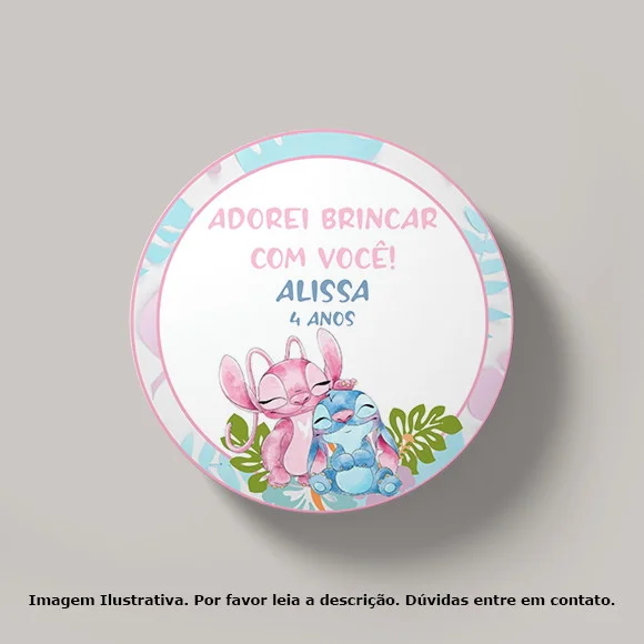 Tag Personalizada Stitch e Angel (30 Un)