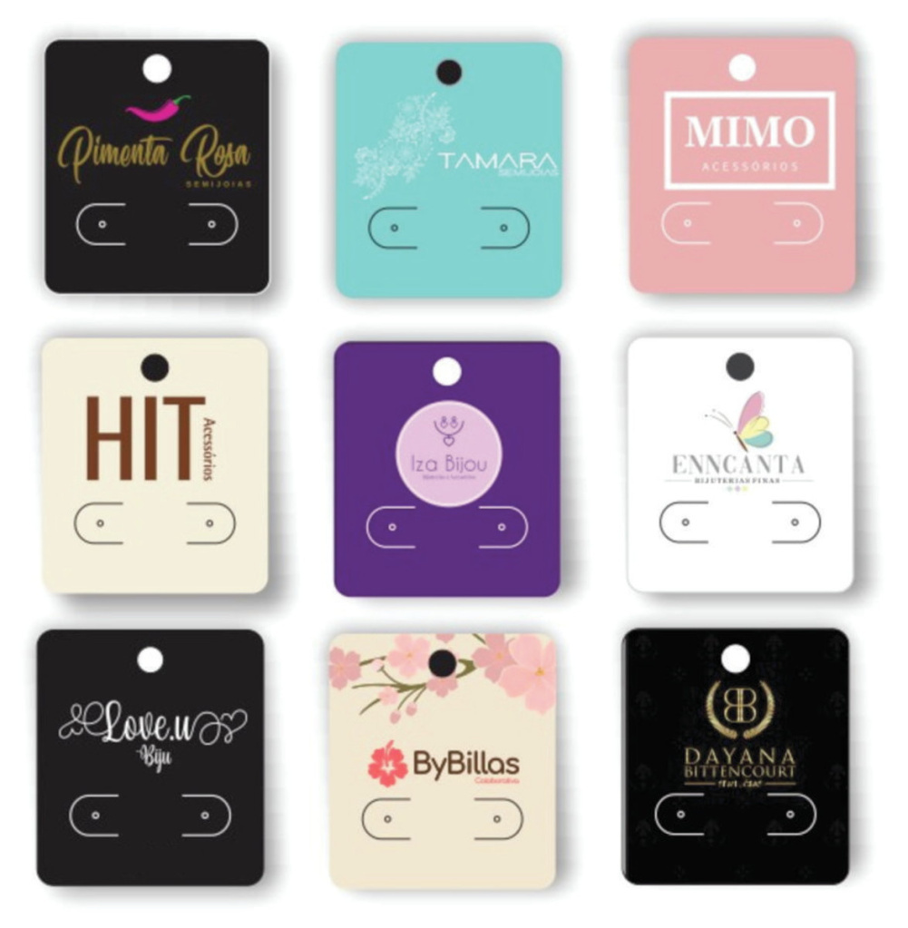 2000 un. Tag para brincos Cartela Personalizada