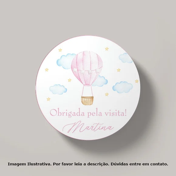 Tag Personalizada Balão Rosa Aquarela