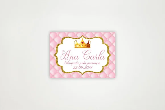 Tag Personalizada Realeza Rosa e Dourado
