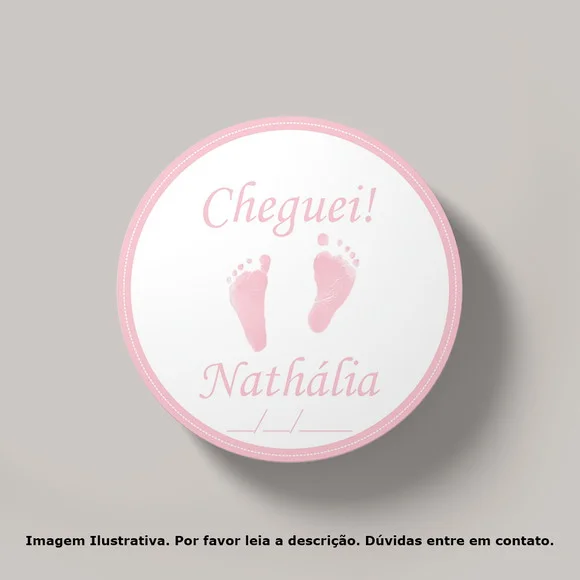 Tag Personalizada Redonda Pezinhos Rosa