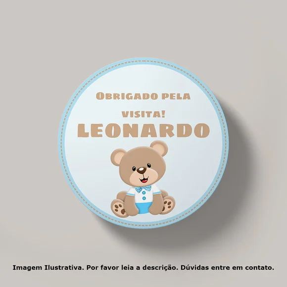Tag Personalizada Ursinho Azul e Marrom