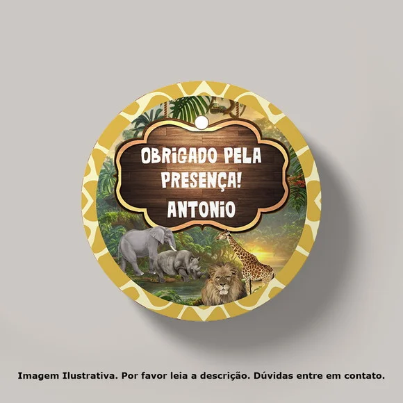 Tag Personalizada Safari Realista (30 Unidades)