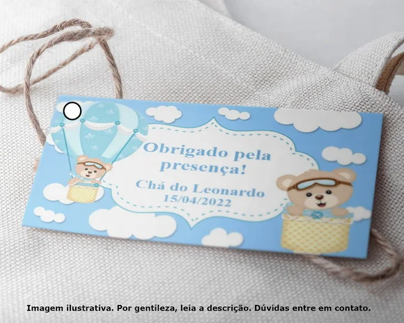 Tag Personalizada Chá de Bebê Ursinho Baloeiro