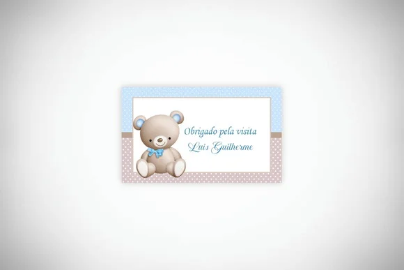 Tag Personalizada Ursinho Bege e Azul
