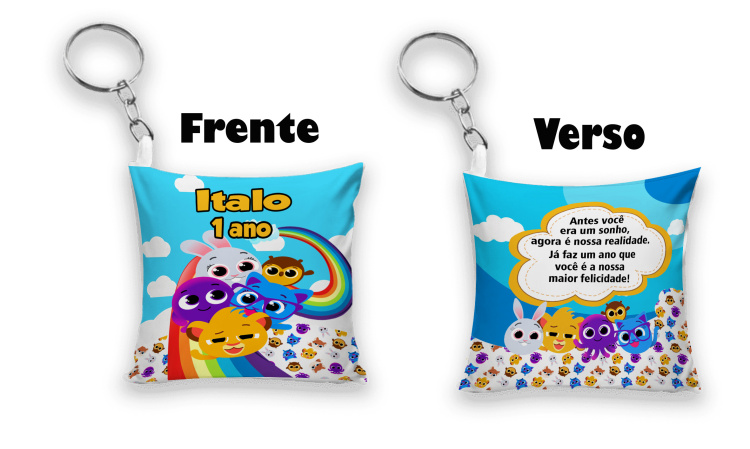 Chaveiro almofada Bolofofos Personalizado Chaveiro almofada Bolofofos Personalizado-O verso também pode ser personalizado com outra imagem, logo marcar e mensagem
Para os clientes qu